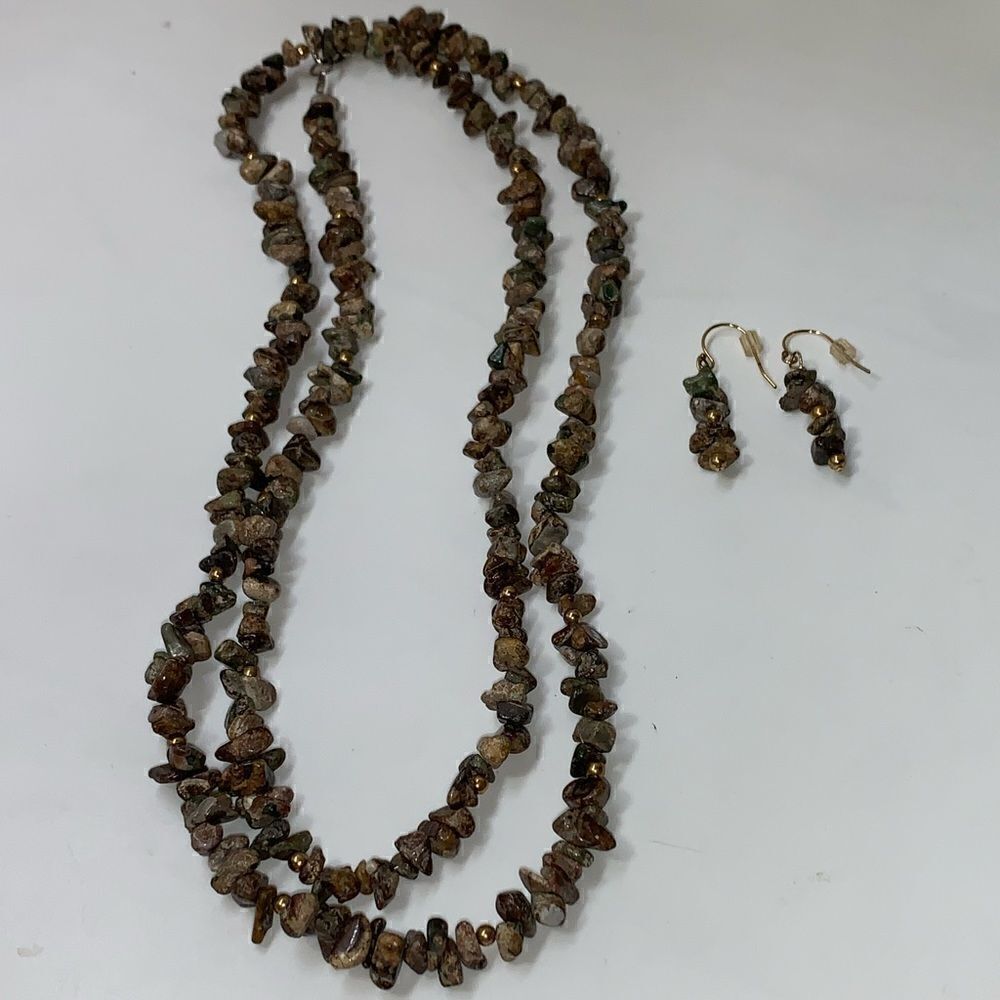 Leopard Skin Chip Necklace & Earrings 1/20 14K Gold
